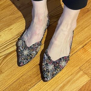 Pointed toe embellished ballet flats